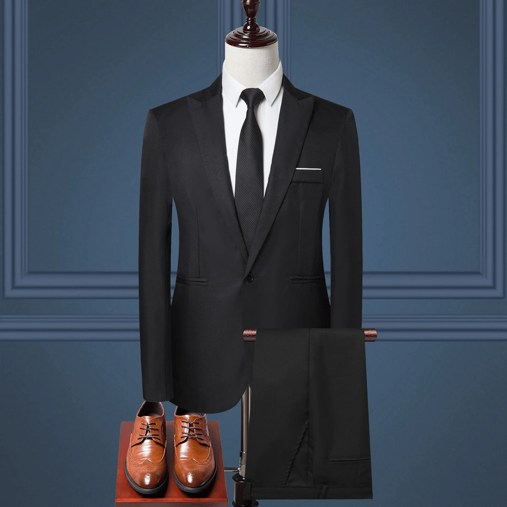 Men Slim Fit Business Suit One Button Formal Two-Piece Suit Boutique Business Dress Wedding Groom Suit Coat Blazers Trousers