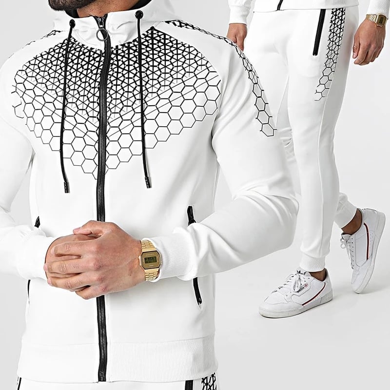 2026 men's casual suit winter new jogging suit zipper hoodie + pants 2PC suit men's sportswear clothing
