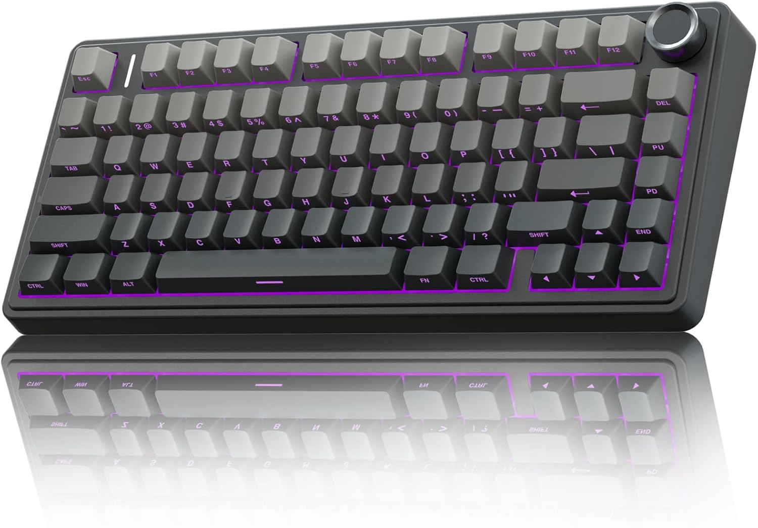 AULA F75 Pro Wireless Mechanical Keyboard,75% Hot Swappable Custom Keyboard with Knob,RGB Backlit,Pre-lubed Reaper Switches,Side Printed PBT Keycaps