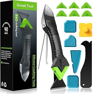 Caulking Tool 5 in 1 Silicone Caulking Grout Removal Sealant Finishing Tool with Grout Scraper, 6 Exchange Silicone